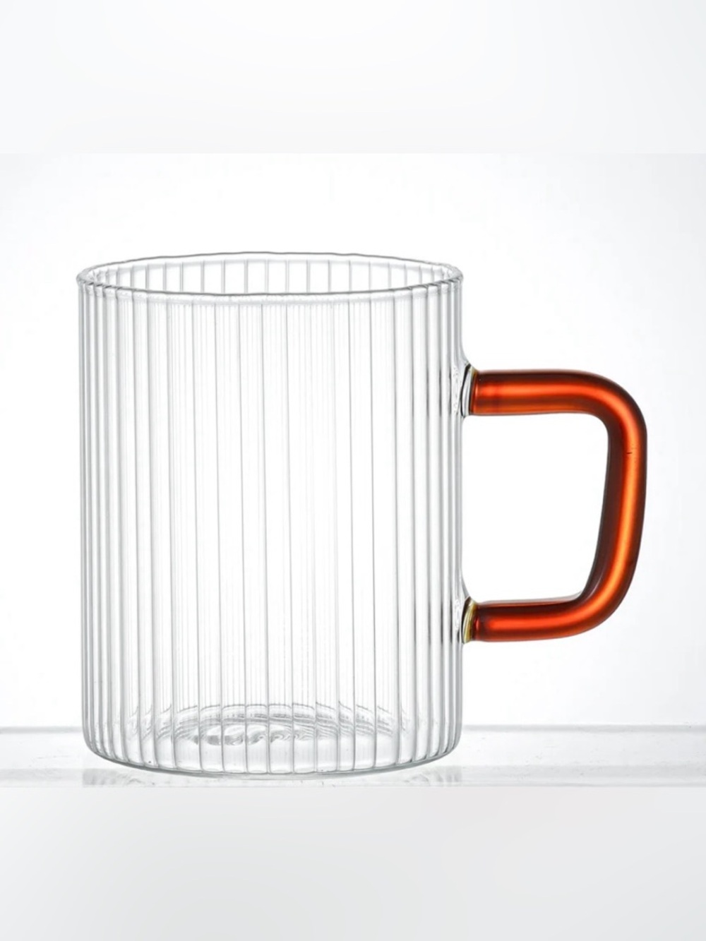ITALO HOME NWT 2pk borosilicate glassware single wall mugs clear w amber handle